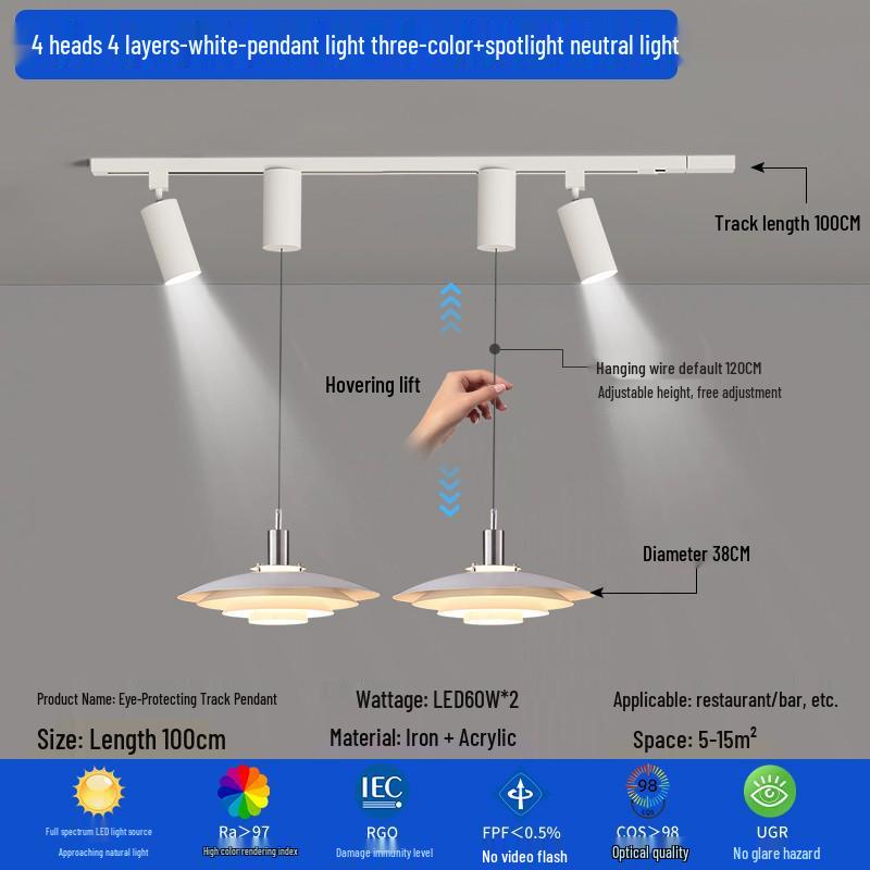 Adjustable Retractable Nordic Pendant Light - Creative Bar Island Flying Saucer Design