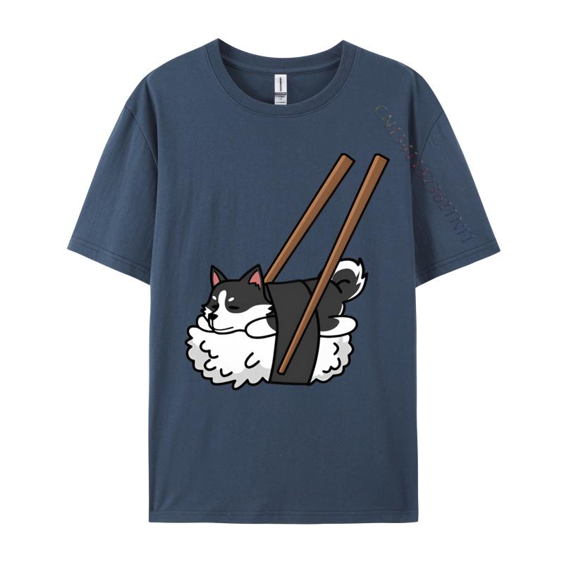 Comics Tees Cotton Men T Shirts Funny Sushi Siberian Husky Tshirt Vintage Tshirt Fashion T Shirt Men