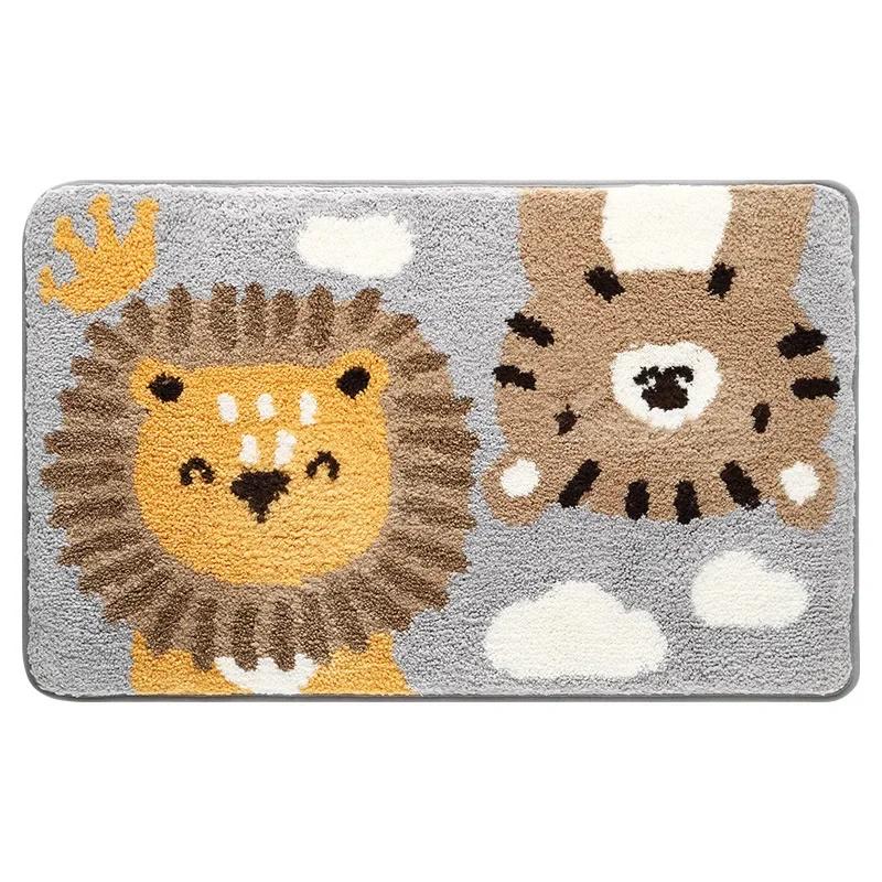 Frog and Bear Flocking Bath Mat Home Decoration Door Mat Non-slip Absorbent Bathroom Doormat Super Soft Fiber Bath Rug