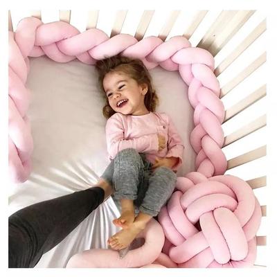 Handmade Baby Twist Braid Crib Bumper - Anti-Collision Woven Guardrail for Children's Room.
