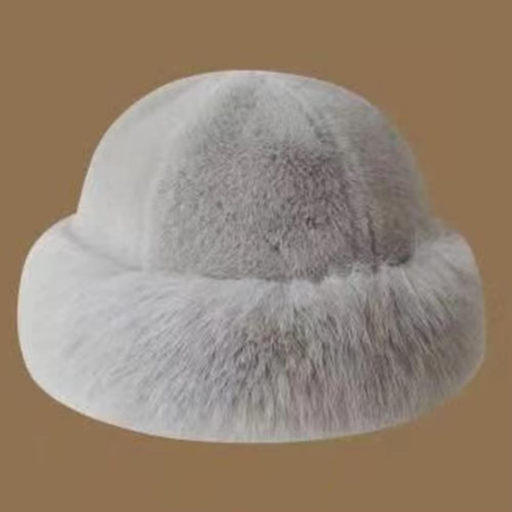 Warm Women's Winter Hat Fluffy Fur Bucket Hat For Women Plush Fisherman Hat Thicken Cold Snowy Day Panama Cap