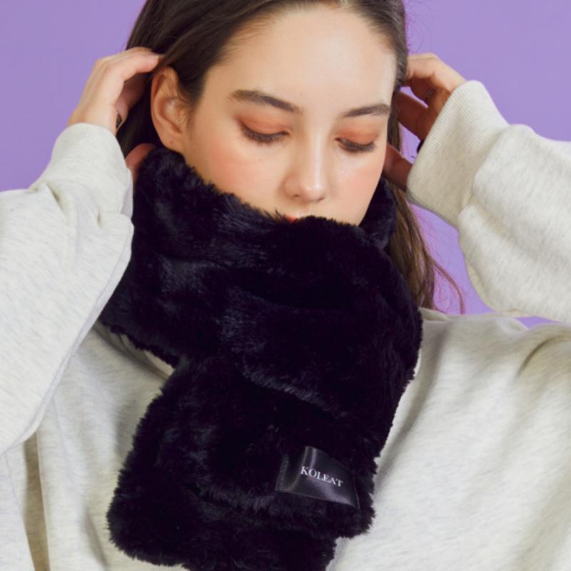 KOLEAT WOMEN Daily Warm Heating Fur Scarf [BLACK] Winter Muffler ver.