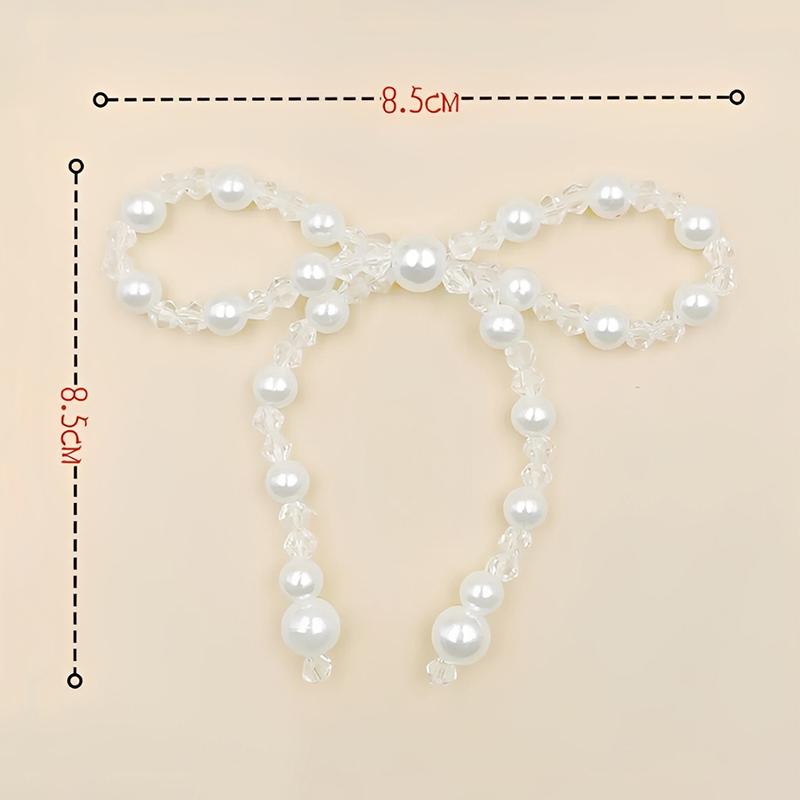 Vintage Crystal Bow Woven Pearl Double-Layer Bow Accessories Diy Clothing Shoes Hats And Accessories