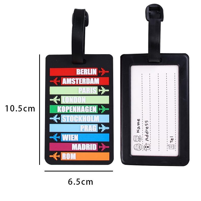 PVC luggage check-in anti loss identification card sleeve, label, three-dimensional soft rubber tag, European and American retro style