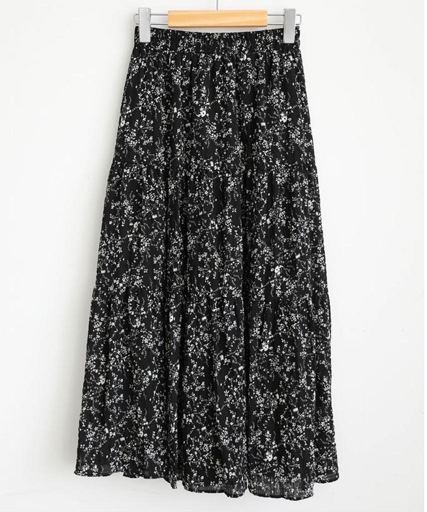 Ppaeppae Waistband Flower Tiered Long Skirt