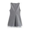 Spring 2025 Women's Slim Fit Color Block Layered Ruched Hem Dress