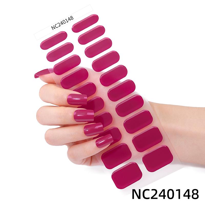 Hot Sell Custom Logo HEMA-Free Gel Polish Nail Stickers New Solid Color Styles Semi Cured Gel Nail Wraps 20 Gel Nail Strips