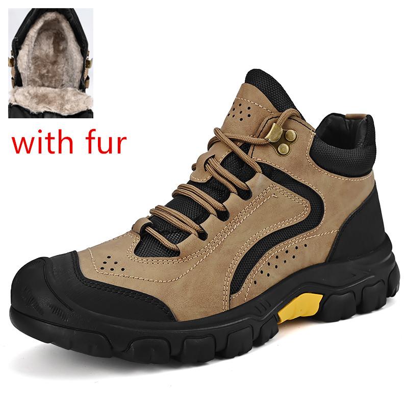 Fashion Winter Men Boots plush warm Warm Comfortable Outdoor Mens Snow Boots Men Cotton shoes lace up Working Ankle Boots men