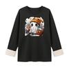 Women's Lined Long Sleeve Neck Halloween Print Top