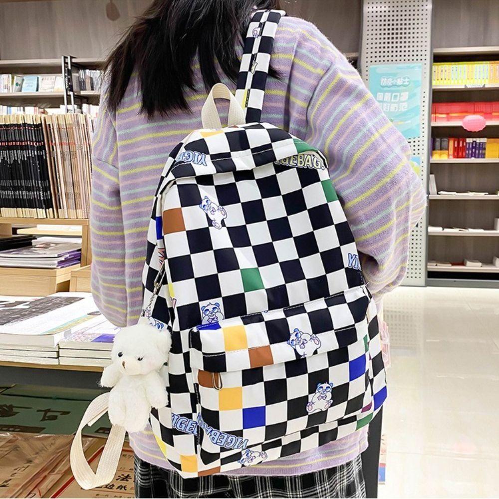 

Fashion School Bag Nylon Shoulder Bag Multi Pocket Students Backpack Teenagers