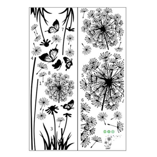 2 Sheets Dandelion Wildflower Wall Decals Peel And Stick Floral Butterflies Wall Stickers