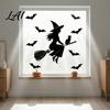 PVC Static Cling Decals Halloween Witch Black Cat Window Stickers Waterproof Silhouette Decals Dark Style Holiday Decoration Removable Wall
