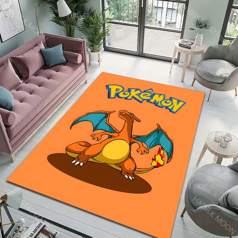 Japan Anime Pokémon Theme Rug with Charizard Print, Carpet for Living Room Kids Bedroom Mat Sofa Doormat Decor Mat Free Shipping
