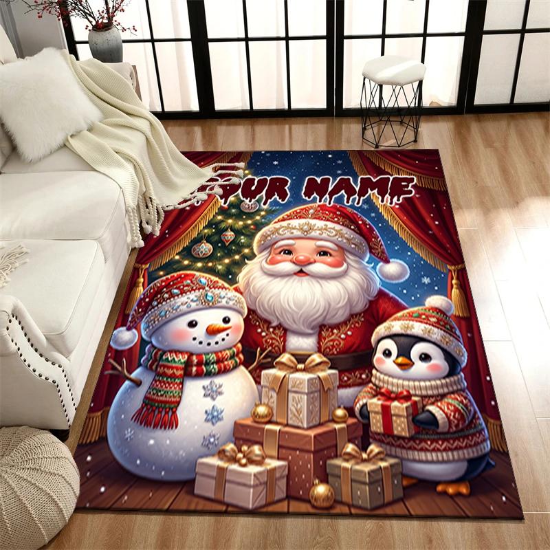 1PC Custom Name Christmas Magic Night Theme Floor Mat Ideal for Living Room, Game Rooms, Office, Bedroom,Floor Mat Playful Design