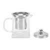 Clear Glass Teapot 350ml Removable 304 Stainless Steel Thermal Tea Kettle with Handle for Loose Leaf Tea (350ml)