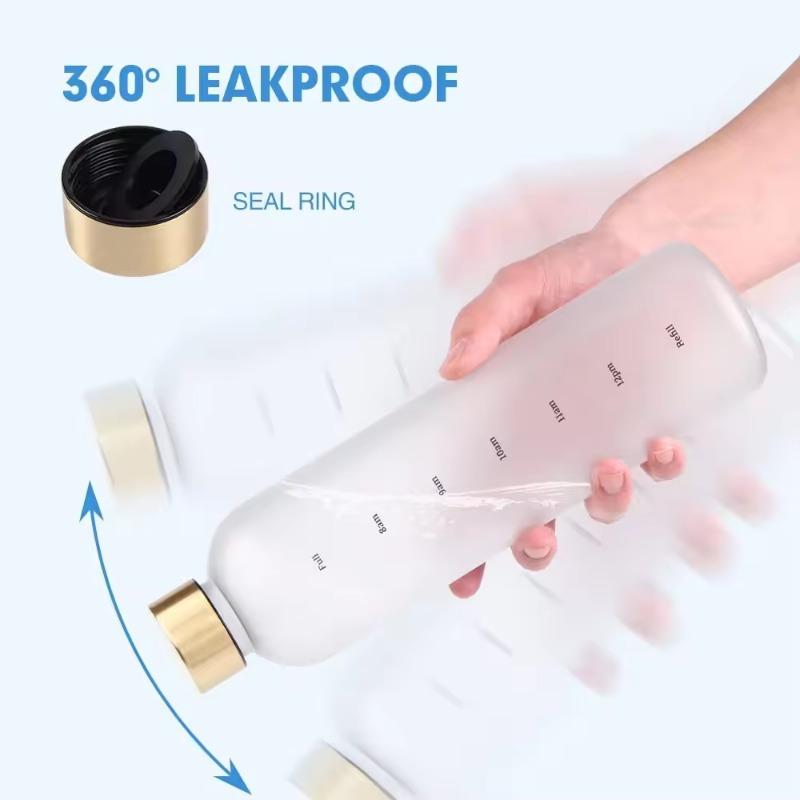 1L Large Capacity Water Bottle Copper Lid Plastic Water Cup with Time Marker Outdoor Sports Cycling Bicycle Bottle Student Cup