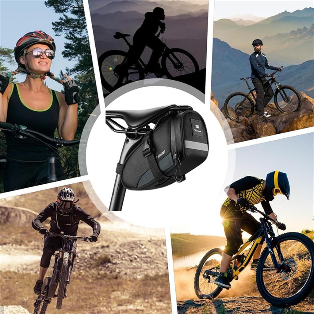 UNIQOCK Bicycle Saddle Bag, Waterproof, Compact, Compatible with Road Bikes, Cross Bikes, and Other Bicycles, Dry Bag, Cycle Bag, Rear Bag - Black