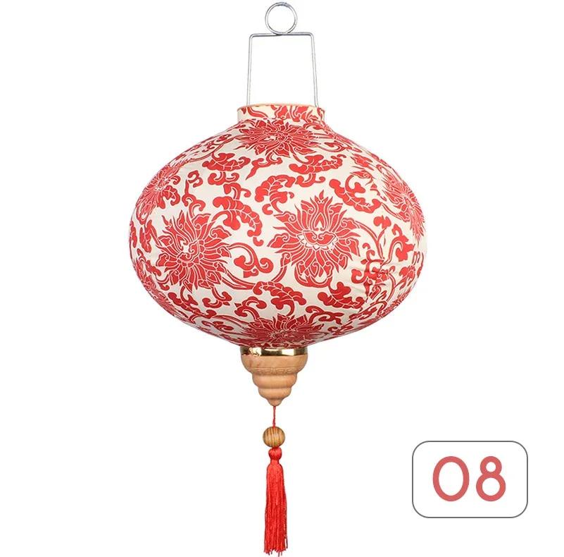 Chinese Style 12/14Inch Retro Floral Printed Silk Lantern Japan Vietnam Traditional Lantern for New Year Wedding Festival Decor