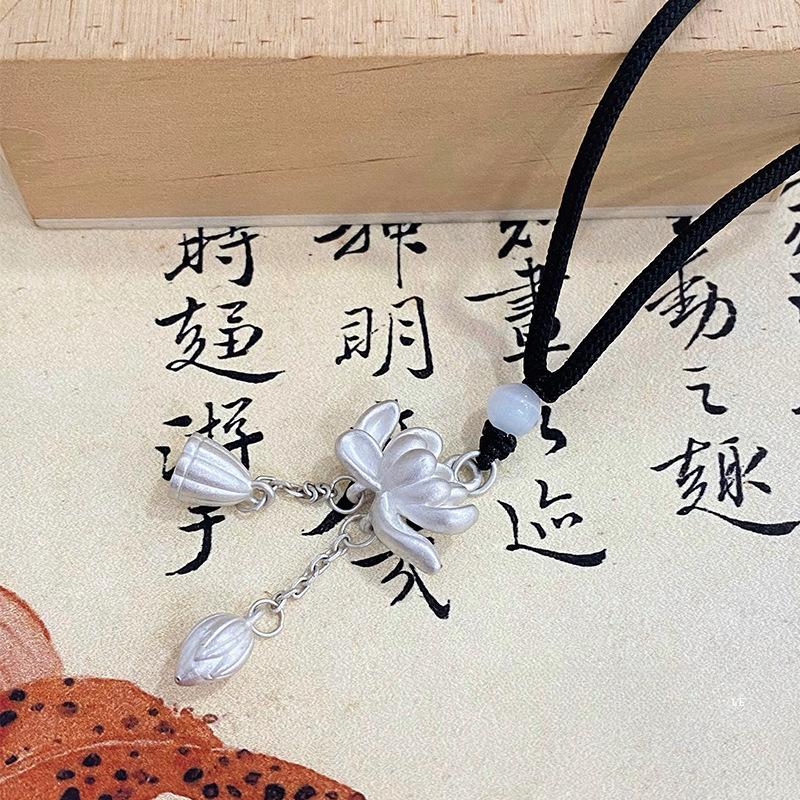 Neue Lotusblume im chinesischen Stil, Lotus-Markise, Quastenhalskette, Ethno-Stil für Damen, hochwertige Halsbekleidung