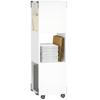Mobile File Cabinet with 3 Open Compartments, Printer Shelf On Casters with 2 Brakes, White
