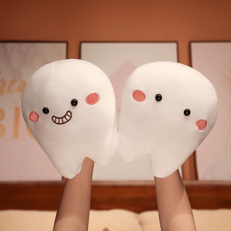 Cute Short Plush Cartoon Tooth Pillow For Kids, Soft And Comfortable On The Sofa