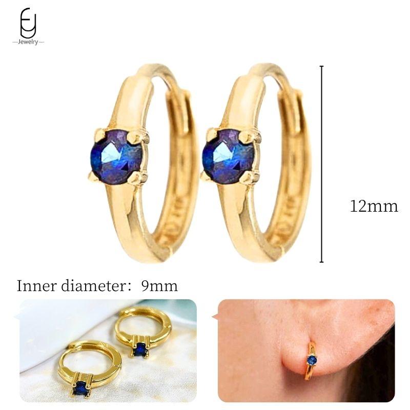 925 Silver Ear Buckles Fashion Hoop Earrings Dark Blue Crystal Pendant Gold Earrings High Women's Jewelry Luxury Gifts