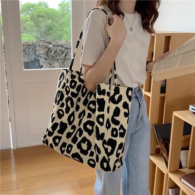 Borsa tote casual chic di grande capacità Borsa a tracolla leopardata Borsa da donna in tela Borsa da viaggio per donna Borsa per cosmetici