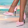 Liyke Fashion Design Pleated Silk Back Strap Pink High Heels Pumps Women Elegant Party Wedding Banquet Shoes Stilettos Sandals