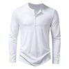 Spring Autumn Men's Pullover Stand Neck Solid Button Loose Hollow Leisure Fashion Commuter Long Sleeve Top