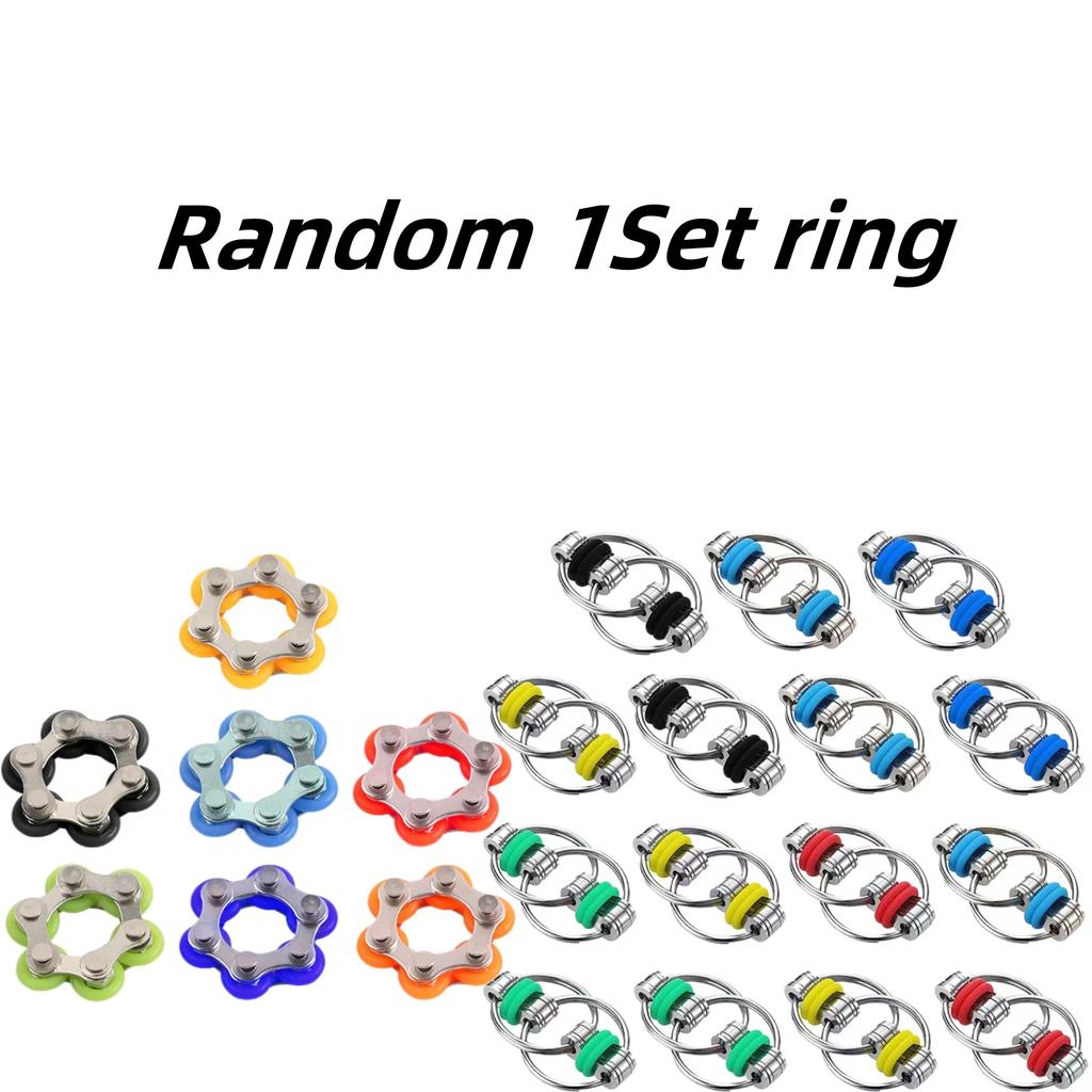 Bike Chain Fidget Toys Set - Six Roller Chain & Key Flippy Chain Novelty Stress Relief Toys for Pressure Relief Autism ADHD ADD