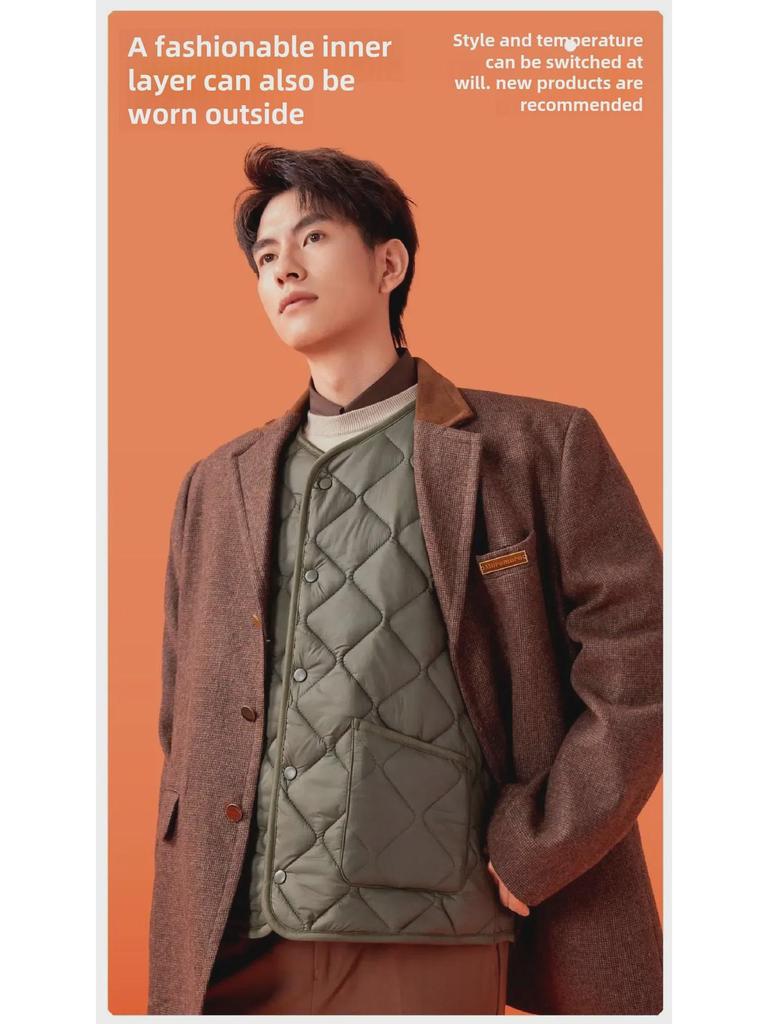 Unisexowa nadmuchiwana kamizelka z aksamitu: 100% Wełna Owcza, Lekka, Ciepła, Odzież Codzienna Jesień/Zima.