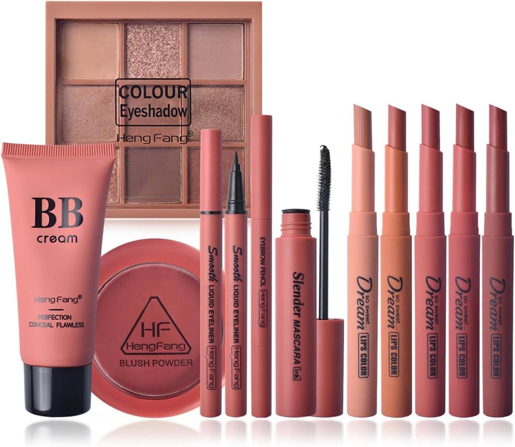 Gecomo Makeup Exquisites und Niedliches Kosmetikset 11 Teile Lippenstift Make-up-Palette Langanhaltend Anfänger Beliebt Weihnachtsgeschenk Neujahr Geburtstag