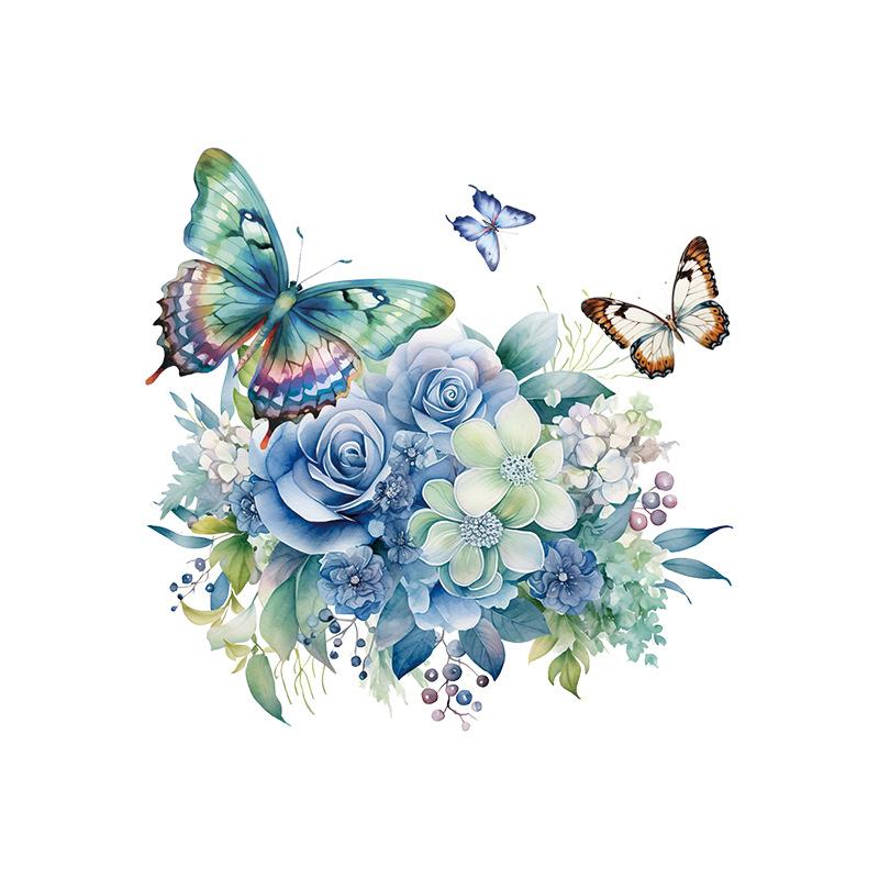 

Hand Painted Blue Rose Butterfly Wall Stickers for Bedroom Door Decor and Suitcase Creative Decals for Girls Room 30x30CM різнокольоровий
