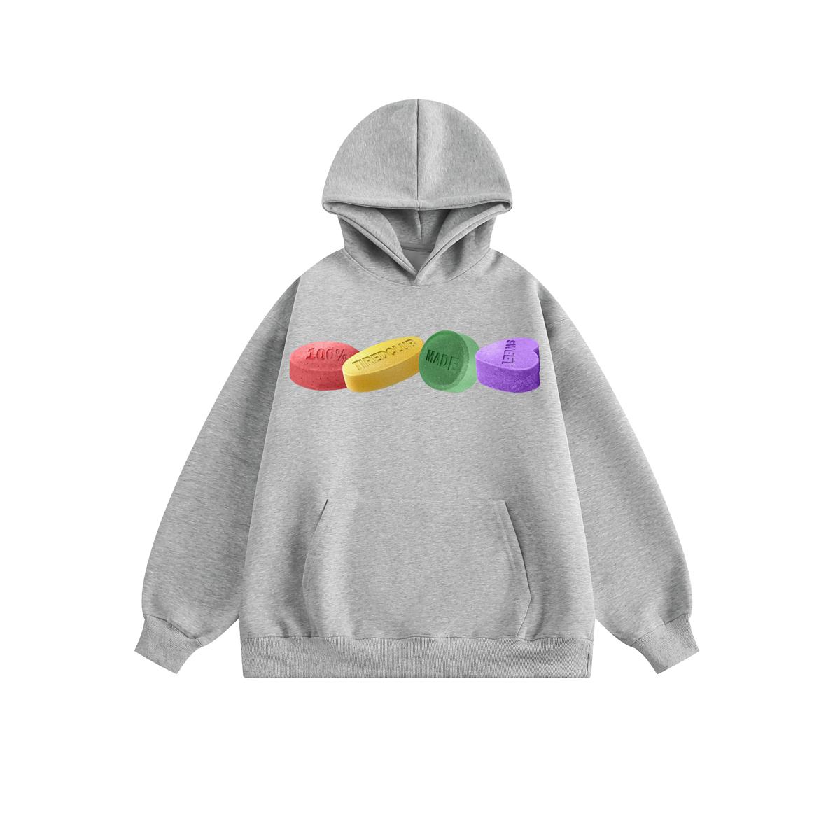 

Colorful Pill-printed American Hooded Sweatshirt New Spring and Autumn Couple School Style Pullover Pure Cotton Top Trendy 3XL