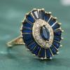 Retro Luxury Blue Color Inlaid Zircon Oval Women's Ring, Fashionable and Trendy Holiday Party Accessories Jewelry Gifts
