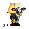 Lampa stołowa zwierzęca Dekoracja krowy, Lampka nocna z portami USB A+C, Podświetlana lampka biurkowa krowa do salonu, akademika, biura