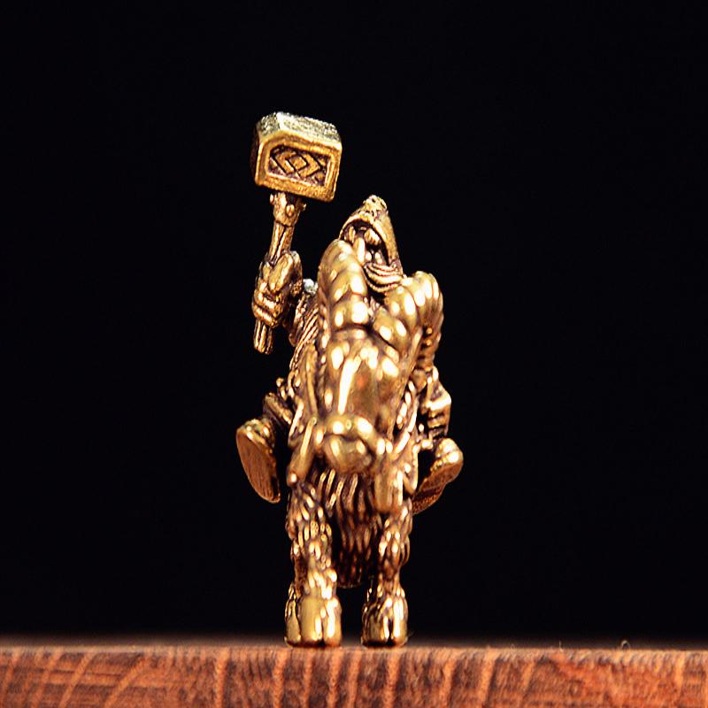 Hot Sale Brass Goat Dwarf Warrior Figurine Miniature Desktop Ornaments Retro Metal Models Statue Home Decoration