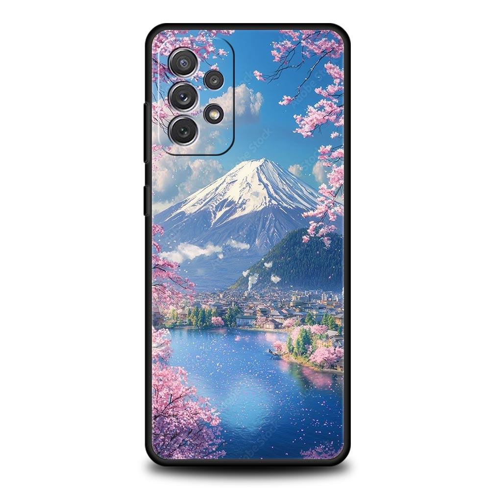 Japan Mount Fuji Painting Cherry blossom Phone Case For Samsung A17 A07 A55 A35 A25 A15 A05 A33 A21s A41 A73 A53 A51 A71 Cover