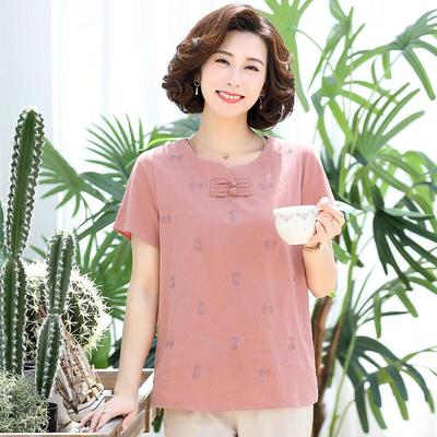 SIFONE Sommer-T-Shirt mit kurzen Ärmeln aus Baumwolle für Frauen mittleren Alters