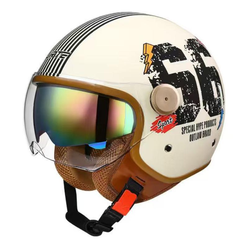 

Four Seasons мужской женский мотоциклетный шлем байкер 3/4 открытый шлем ретро электрический велосипед скутер ABS Shell мото шлем DOT L