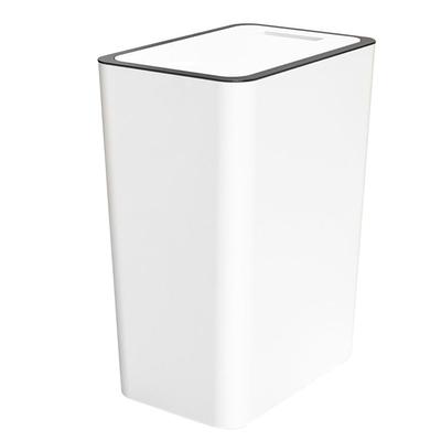 Press Type Trash Can with Cover 15L Capacity Plastic Garbage Bin for Bathroom Toilet Kitchen White