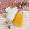 Summer Baby Girl Ribbed Bodysuit & Bow Knot Dress Set