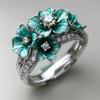 A Popular New Round Main Stone Two-color Plated Trendy Ring