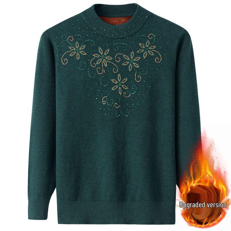 

Теплый вязаный свитер мамы: Модный полувысокий воротник для женщин среднего возраста 4XL for 130-145 lbs