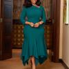 Robes de Soirée Manches Longues Femmes Col Oblique Taille Haute Sexy Grande Taille