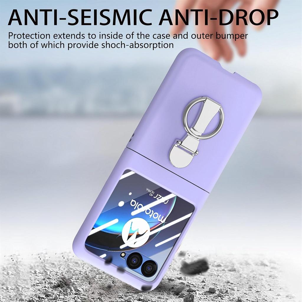 Asuwish Compatible with Motorola Razr Plus 2023 Case and Tempered Glass Screen Protector Back Bumper Metal Ring Holder Stand Kickstand Cell Phone