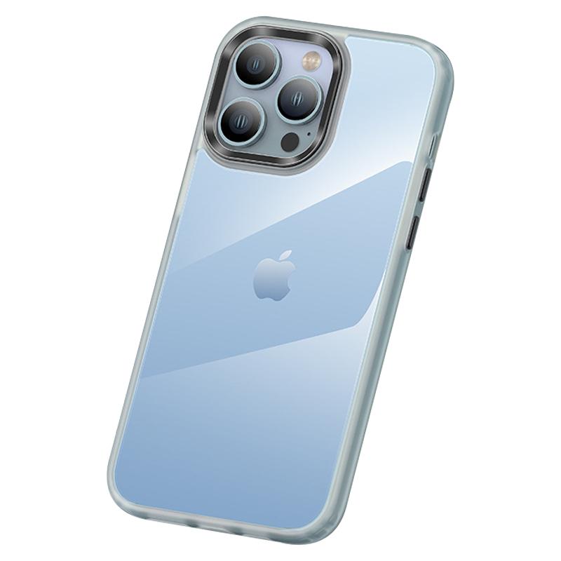 Anti-Scratch Phone Case for iPhone 15 Pro Max Slim Clear PC+TPU Phone Shell with Metal Lens Frame