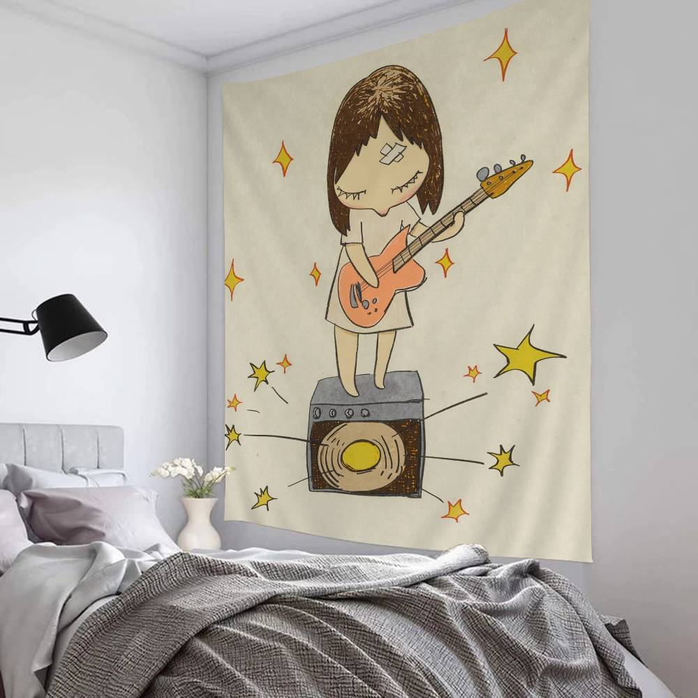 YYoshitomo Nara Hanging Bohemian Tapestry Bohemian Wall Tapestries Mandala Kawaii Room Decor 74x94cm(29x37in)