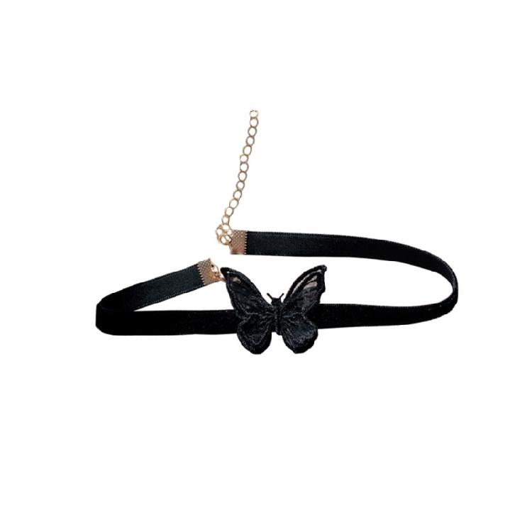 3 Pcs Lace Choker Necklace Butterfly Neck Chain Sweet Cool Collar Necklace
