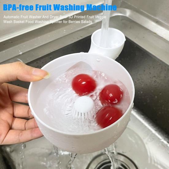 

Automatic Fruit Washer And Dryer Bowl 3D Printed Fruit Veggie Wash Basket Food Washing Spinner for Berries Salads білий